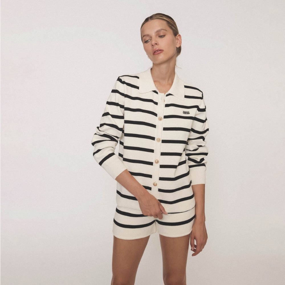 Cardigan Striped Black and White Button Up